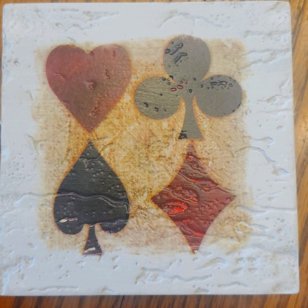 Card themed absorbent ceramic coasters